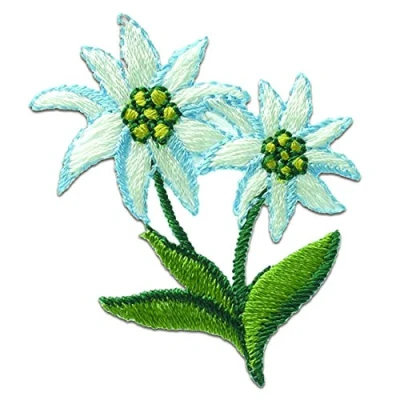Abbildung von EDELWEISS Blume Kinder Aufnäher, Bügelbild, Aufbügler, Applikationen, Patches, Flicken, zum aufbügeln, Größe: 5,3 x 4 cm