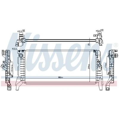 Abbildung von NISSENS 606391 Kühler, Motorkühlung Aluminium 680 299 22 Kühlrippen gelötet MINI: Schrägheck, Clubman, BMW: X1, 2 Active Tourer, Gran Tourer