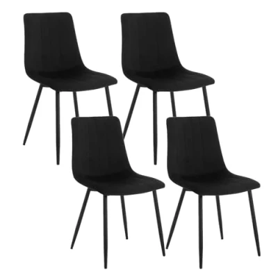 Abbildung von Klihome Esszimmerstühle 4er Set, Küchenstuhl, Esstisch Stuhl, Polsterstuhl, Wohnzimmerstuhl, Design mit Rückenlehne Metallbeinen, Sitzfläche aus Samt, Schwarz, K0007EZS 4