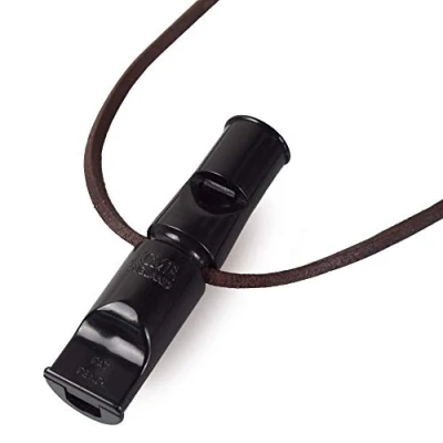 Abbildung von ACME Doppeltonpfeife No. 641 Schwarz mit GRATIS Pfeifenband aus Leder (60 mm, 641, Schwarz)