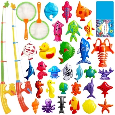 Abbildung von CozyBomB Angeln Spielzeug, Badespielzeug, Magnetisches Spielzeug vov wasserdichtes schwebendes in der Badewanne Lernspielset zum Angelnlernen Lehren und Lernen Aller
