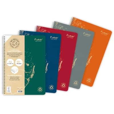 Abbildung von Clairefontaine 68402C Heft Forever mit Doppelspiralbindung, DIN A4, 21x29,7cm, 60 Blatt, 90g, kariert, aus Recycling Papier, Grün, 1 Stück