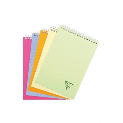 Abbildung von Clairefontaine 328645C Block Linicolor FRESH, mit kopfseitiger Doppelspirale DIN A5, 80 Blatt 90g kariert, Einband aus gerilltem Polypropylen farbig sortiert, 1 Stück