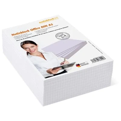 Abbildung von Notizblöcke DIN A5 kariert, 10er Pack, 50 Blatt je Block, 80 g/m² Offset weiß, notizblock24