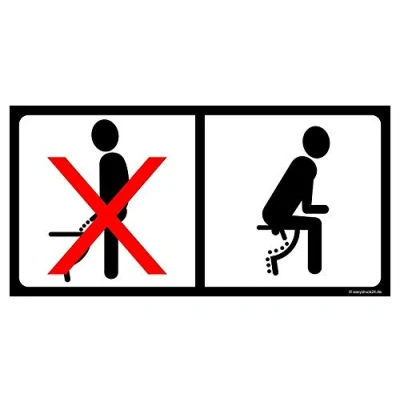 Abbildung von iSecur Toiletten Aufkleber Bitte im Sitzen pinkeln I WC Deckel 20 x 10 cm Sticker mit Piktogramm für Badezimmer Klodeckel Gäste Wand hin_096