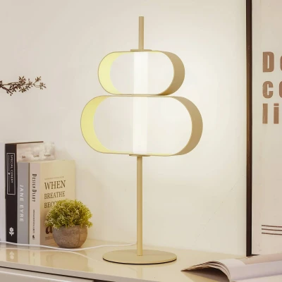 Abbildung von Lucande LED Tischleuchte Audrina, beige, Metall, dimmbar