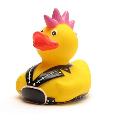 Abbildung von Duckshop I Badeente Quietscheente Ente Punker L: 8 cm inkl. Badeenten Schlüsselanhänger im Set