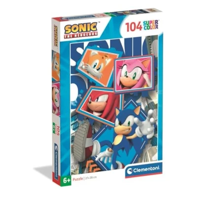 Abbildung von Clementoni Puzzle für Kinder 104 Teile Supercolor, ab 6 Jahren, Abbildung mit Figuren aus Sonic, Geschenkidee, Made in Italy, 38 x 27 cm, 25038