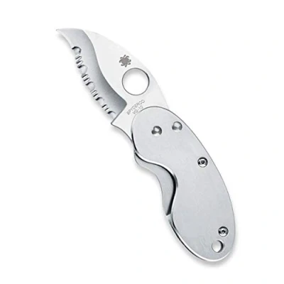 Abbildung von Spyderco Erwachsene Messer Cricket Edelstahlmesser mit Spyder Edge, Silber, Nicht zutreffend