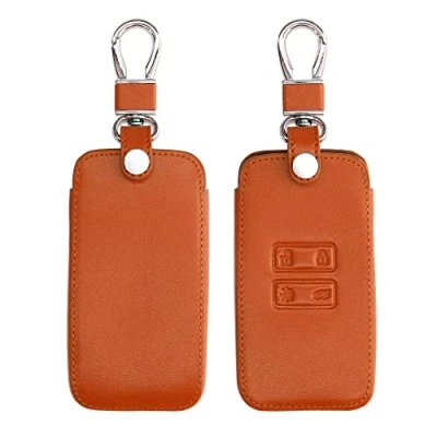 Abbildung von kwmobile Autoschlüssel Kunstleder Hülle kompatibel mit Renault 4 Tasten Smartkey (nur Keyless Go) Schlüsselhülle in Orange