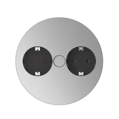 Abbildung von Bachmann Einbausteckdose Twist 2 Fach 2m Kabel Tischsteckdose für Küche und Büro Chrom matt 931.021 (Nur 40mm Einbautiefe integrierter Wasserablauf)
