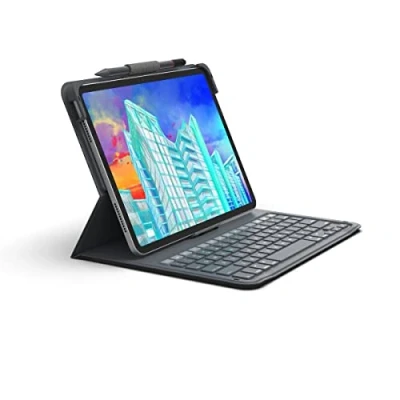 Abbildung von ZAGG Messenger Folio 2 Tastatur für iPad 10.9 (10. Generation) Tablet, Hintergrundbeleuchtung, mehrere Geräte koppeln, Langer Akku, Schwarz (UK)