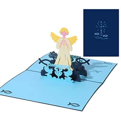 Abbildung von BOUTIKS® [ 3D Pop UP Karte Kommunionkarten ][ Konfirmationskarten Dankeskarten Einladungskarten Kommunion Konfirmation ]