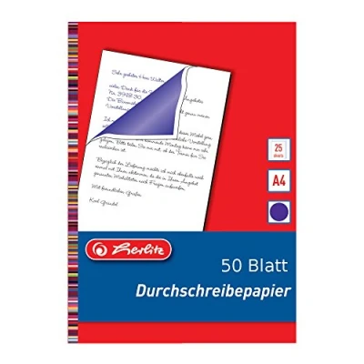 Abbildung von 50 Blatt Durschreibepapier / Durchschlagpapier blau violett A4
