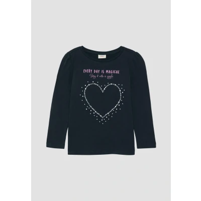 Abbildung von s.Oliver MIT Schmucksteinen Langarmshirt für Kinder, Größe: 92/98, Navy