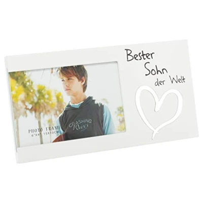 Abbildung von Brandsseller Bilderrahmen Fotorahmen Beste Sohn der Welt mit Spiegelherz 25x13x1,5 cm Matt Weiß