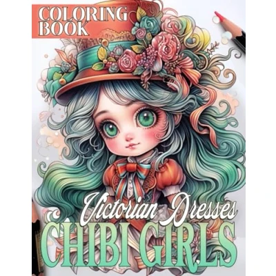 Abbildung von Victorian Dresses Chibi Girls Coloring Book: Kawaii and Cute Anime Manga in Historical British Era Fashion Pages for Adults Kids Relaxation Fun