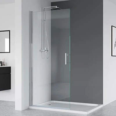 Abbildung von IMPTS walk in Dusche 90x195 glas Duschwand Duschabtrennung Nische Schwingtür Pendeltür Duschkabine Rahmenlos,OHNE Duschwanne