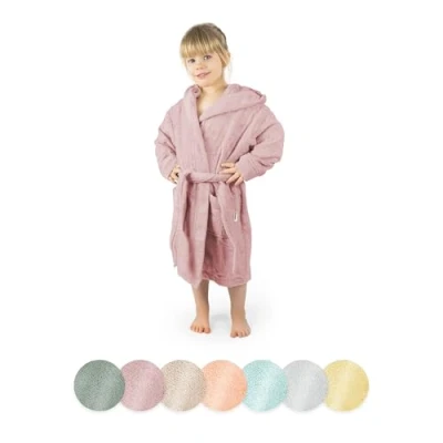 Abbildung von Ehrenkind® Bademantel Kinder mit Kapuze 100% Bio Baumwolle Kinderbademantel Junge Mädchen Größe 122/128 Rose