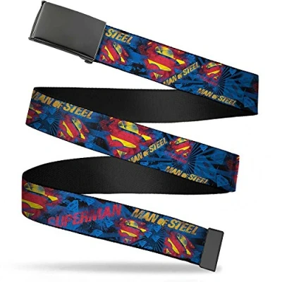 Abbildung von Buckle Down Unisex, Erwachsene Web Belt Superman 1.25&quot; Grtel, Mehrfarbig, 3 cm Breit Passt Oben 107 Pant Größe