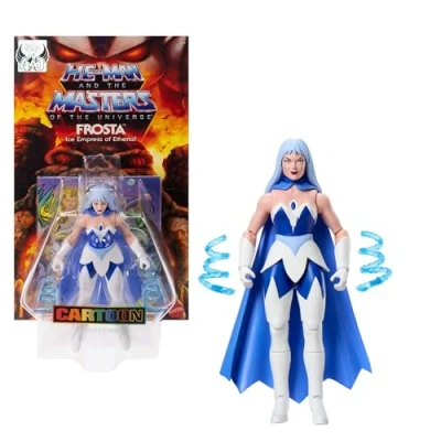 Abbildung von Masters of the Universe Origins Actionfigur Frosta aus der Cartoon Kollektion, ca.14 cm groß, TV Serie 1980er, Princess Power mit eisigen Kräften, detailreichem Design und Umhang, JBM87