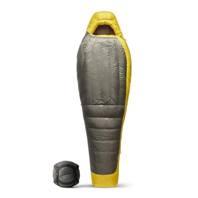 Abbildung von Sea to Summit Spark Ultralight Daunenschlafsack Long ( 18C) Mumienschlafsack mit Daunenfüllung Körperlänge 850+ Loft Ultra Dry Down Kaltes Klima Für Wanderungen Grey &amp; Yellow 1204g