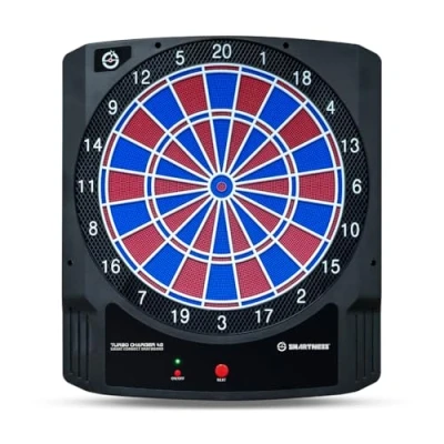 Abbildung von Carromco Dartscheibe Turbo Charger 4.0, elektronisches Dartboard mit App, (Set, 10 tlg., Dartpfeilen), 2 Loch, rot blau weiß, 17 Spiele und 312 Varianten inkl. Cricket