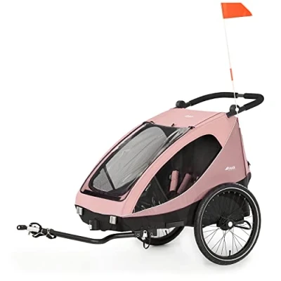 Abbildung von Hauck Fahrradkinderanhänger 2in1 Bike Trailer und Buggy Dryk Duo, rose, für 2 Kinder, inklusive Deichsel