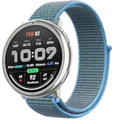 Abbildung von KoGiio 20mm Armband für Amazfit GTS 4/GTS 4 Mini/GTS 3/GTS 2 2e/GTS 2/GTS/GTR 42mm,Nylon Atmungsaktive Uhrenarmband Bip 3 Pro/Bip 3/Bip/Bip S/Bip Lite/Bip U Pro Blau