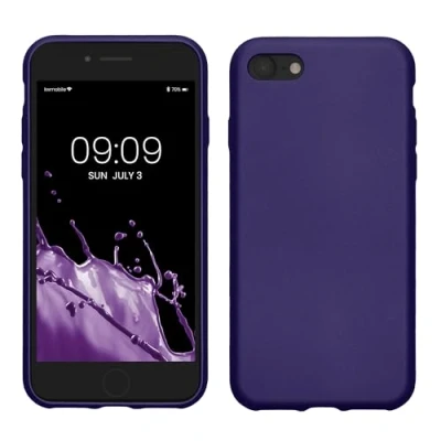 Abbildung von kwmobile Case kompatibel mit Apple iPhone SE (2022) / (2020) 8 7 Hülle Schutzhülle aus Silikon metallisch schimmernd Handyhülle Metallic Blauviolett