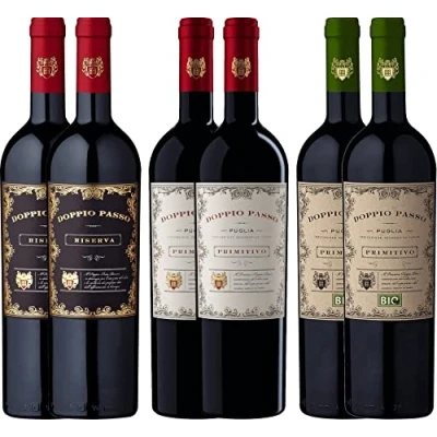 Abbildung von 6er Probierpaket Doppio Passo Primitivo Salento Riserva Bio italienischer Rotwein aus Apulien 6 x 0,75 Liter