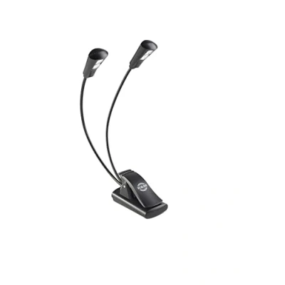 Abbildung von K&amp;M 12244 Notenpultleuchte Double2 LED FlexLight Schwarz Befestigung per Clip 2 flexible Schwanenhälse, x 1300 Lux