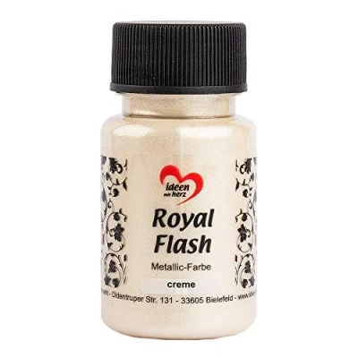 Abbildung von Ideen mit Herz Royal Flash, Acryl Farbe, metallic, feinsten Glitzerpartikeln, 50 ml (creme)