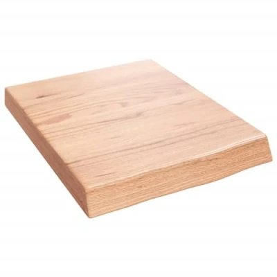Abbildung von vidaXL Waschtischplatte, Multifunktional Arbeitsplatte mit Naturkante, Waschtischkonsole Tischplatte für Badezimmer, Holzplatte Platte, Hellbraun 40x50x(2 6) cm Massivholz Behandelt