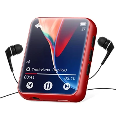 Abbildung von 32GB MP3 Player Bluetooth 5.0, HiFi Lossless Sound Musik mit Lautsprecher, Line in Voice Recorder, UKW Radio, 1.8&quot; Voller Touchscreen, Unterstützung bis zu 128 GB (mit Kopfhörer, Schutzhülle)