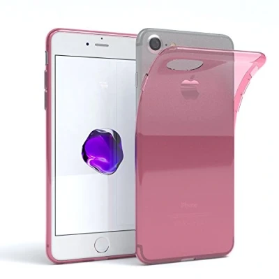 Abbildung von EAZY CASE Hülle kompatibel mit iPhone SE (2022/2020) / 8/7 Schutzhülle Silikon, Ultra dünn, Slimcover, Handyhülle, Silikonhülle, Backcover, Durchsichtig, Klar Rosa
