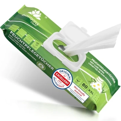 Abbildung von Harmony Care® Premium Feuchttücher für Erwachsene die alltägliche Pflege XXL Feuchtpflegetücher extra dick mit hautschonenden Extrakten Intimpflegetücher Alkohol und Parabenfrei 80 Stück