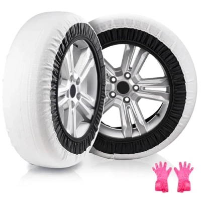 Abbildung von VEVOR Verdickte Schneesocken für Reifen Reifensocken aus Polyesterfaser mit elastischen Bändern, Reifenabdeckung Schneehaftung Auto, SUV, Pickup und Lkw (2er Pack) Groß