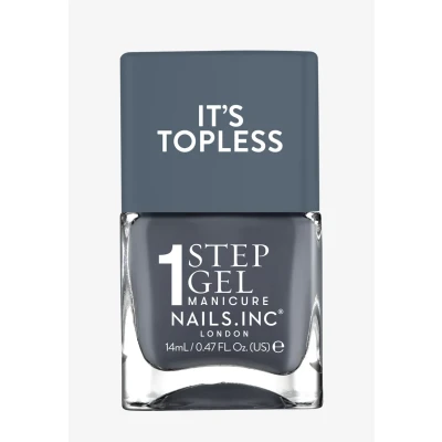 Abbildung von Nails Inc Topless Emily (dunkelgrau) Gel Nagellack ohne UV 1 Schritt Maniküre mit bis zu 8 Tagen Halt Schnelltrocknend, vegan &amp; 21 free Für Kinder Erwachsene Base Coat Top