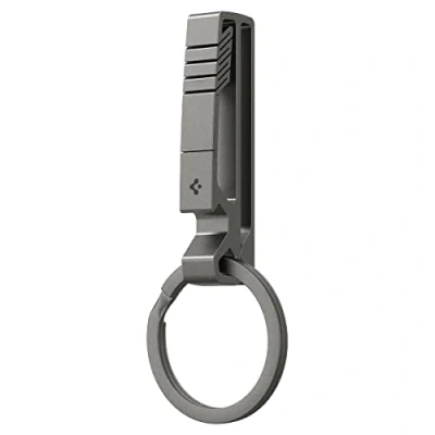 Abbildung von Spigen Metal Fit Schlüsselanhänger mit Flaschenöffner und Clip Klammer für Herren Damen Gunmetal