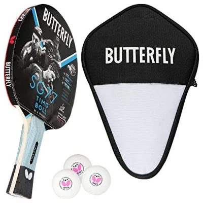 Abbildung von Butterfly 1x Timo Boll SG77 Tischtennisschläger + Hülle 3x 40+ 3*** TT Bälle