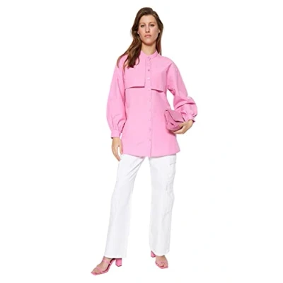 Abbildung von Trendyol Women&#039;s Damen Gerade Lange Ärmel Entspannt Hijab Shirt, Pink, 36
