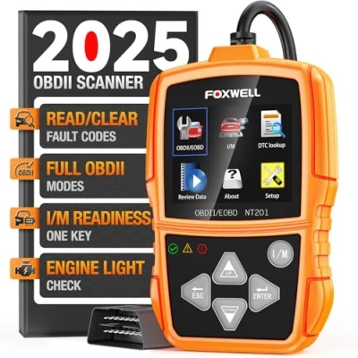 Abbildung von FOXWELL NT201 OBD2 Diagnosegerät Auto, OBD II/EOBD KFZ für alle Fahrzeuge, 10 Modi, One Touch I/M Bereitschaftstaste, Auslesegerät Auto Baujahr 1996