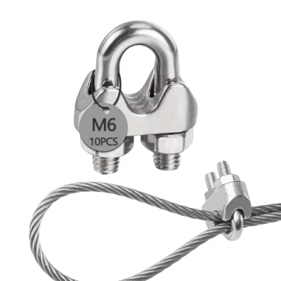 Abbildung von huruirui Drahtseilklemme 6mm 10pcs Edelstahl 304 Seilklemmen Stahlseil Klemme Seilverbinder Bügelseilklemme für Stahlkabel Stahldraht Fixiert Passend Ø 6 mm Draht (M6)