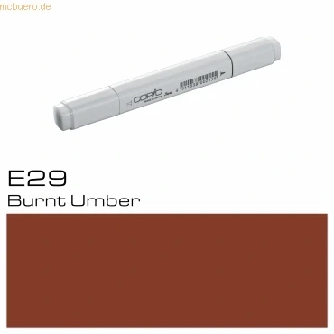 Abbildung von COPIC Classic Marker Typ E 29, Burnt Umber, professioneller Layoutmarker, mit einer breiten und feinen Spitze