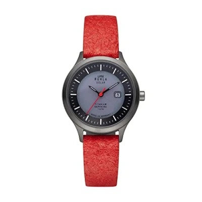 Abbildung von UMR RUHLA Damen Armbanduhr 96962, analog, Solar, Ananasarmband (Rot), vegan