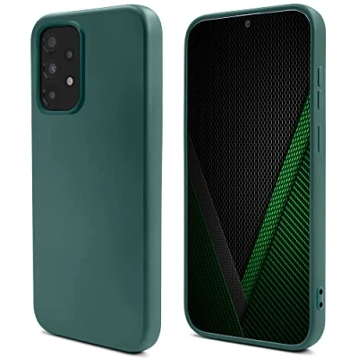 Abbildung von Moozy Lifestyle. Hülle für Samsung A53 5G, Dunkelgrün Premium Silikon Handyhülle Schutzhülle mit Mattem Finish und Weichem Mikrofaserfutter, Phone Cover Case