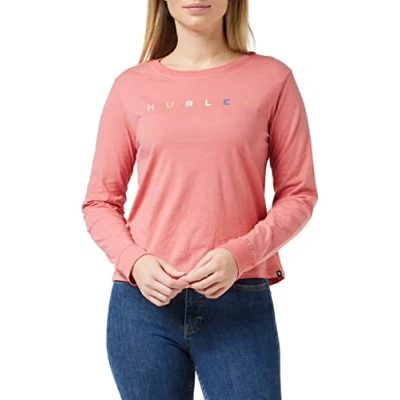 Abbildung von Hurley Damen W Waves Too Classic Crew Ls T Shirt, Blassrosa, S