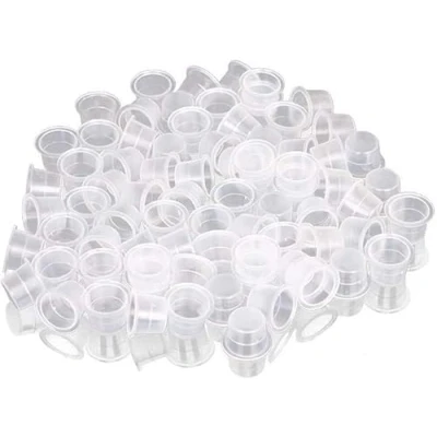 Abbildung von 100 Teile Tattoo Ink Cap Tasse Topf Kunststoff Microblading Pigment Zubehör Halter für (13mm)