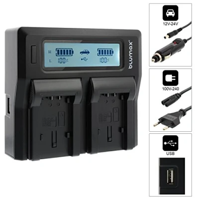 Abbildung von Blumax Doppelladegerät ersetzt Panasonic VW VBT 380 E K Dual Charger für 2 Akkus gleichzeitig Laden